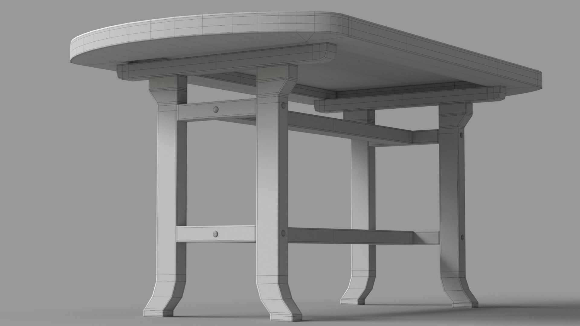 Wood Dining Table Set 3D model_7