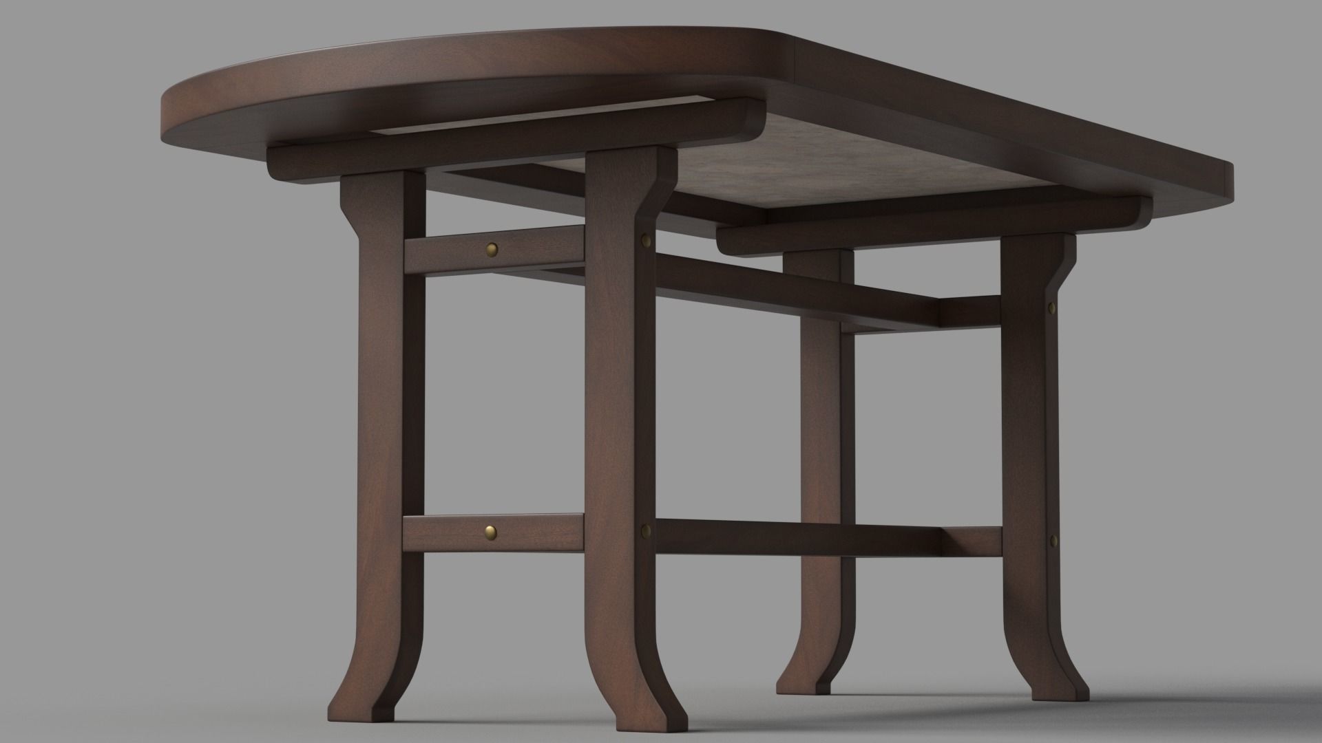 Wood Dining Table Set 3D model_5