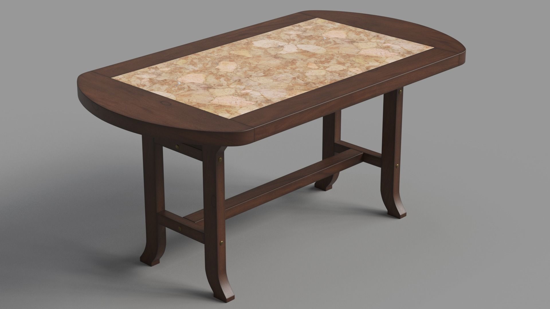 Wood Dining Table Set 3D model_2