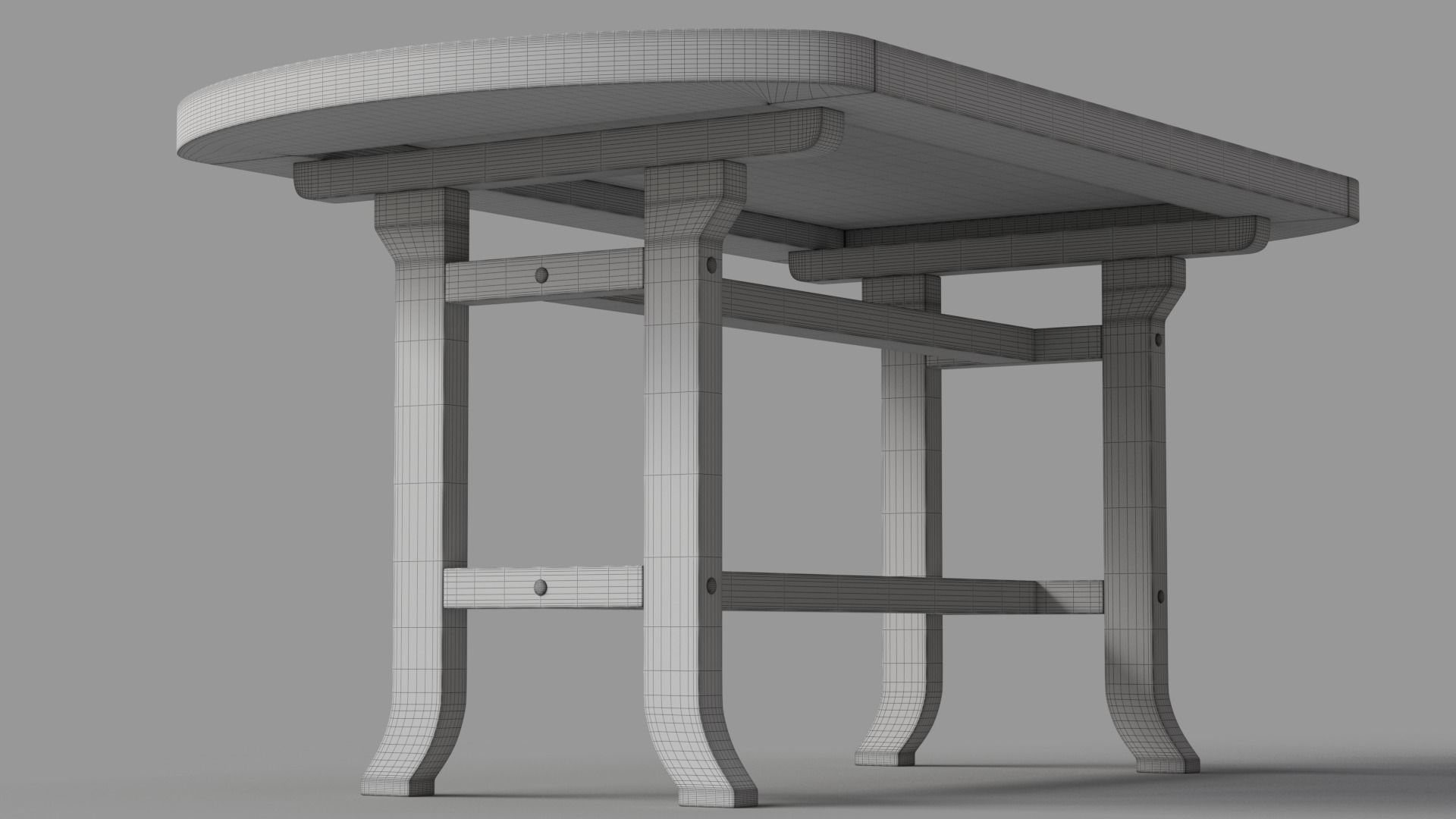 Wood Dining Table Set 3D model_6