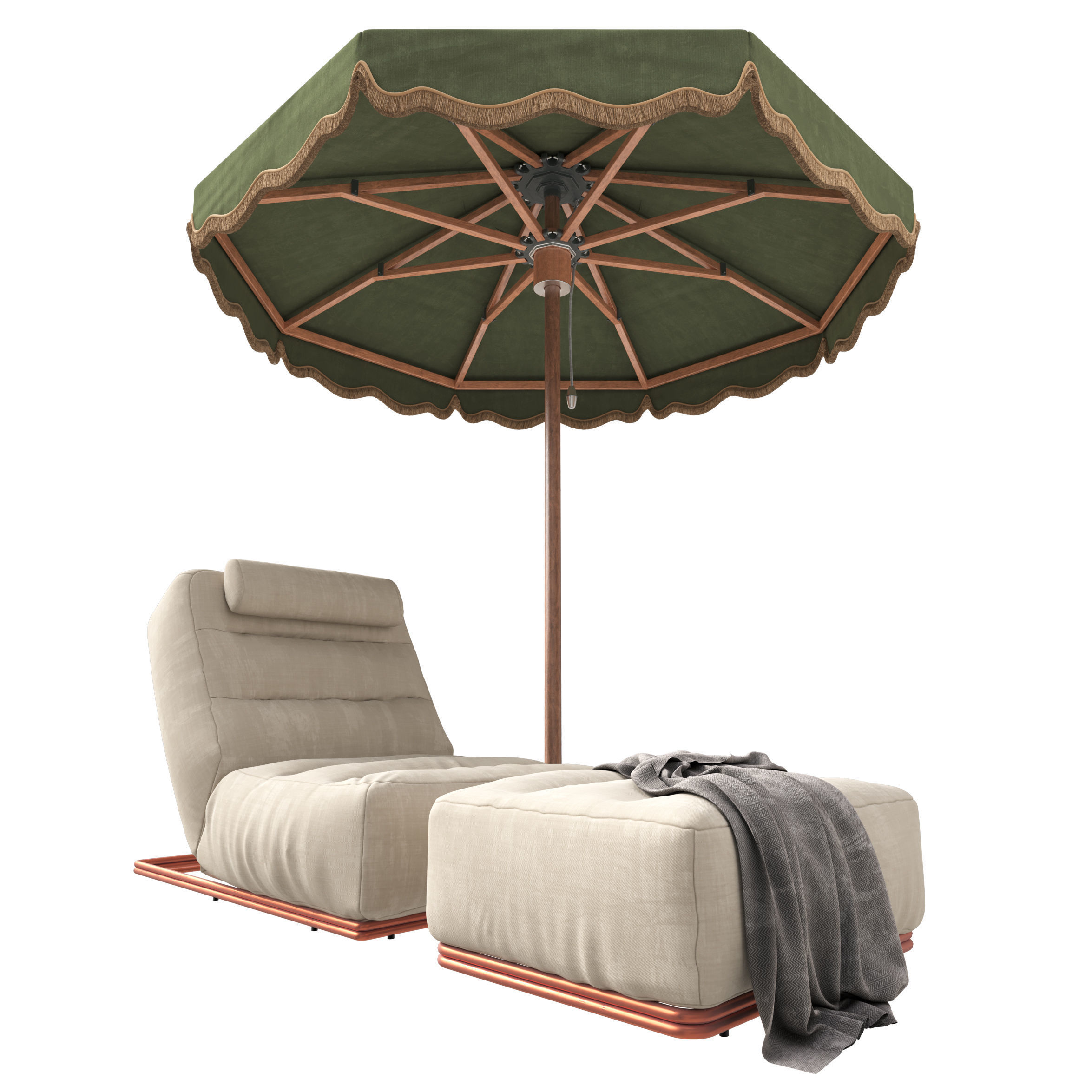 celia outdoor lounger and Tuuci Outdoor Parasol 3D model_3