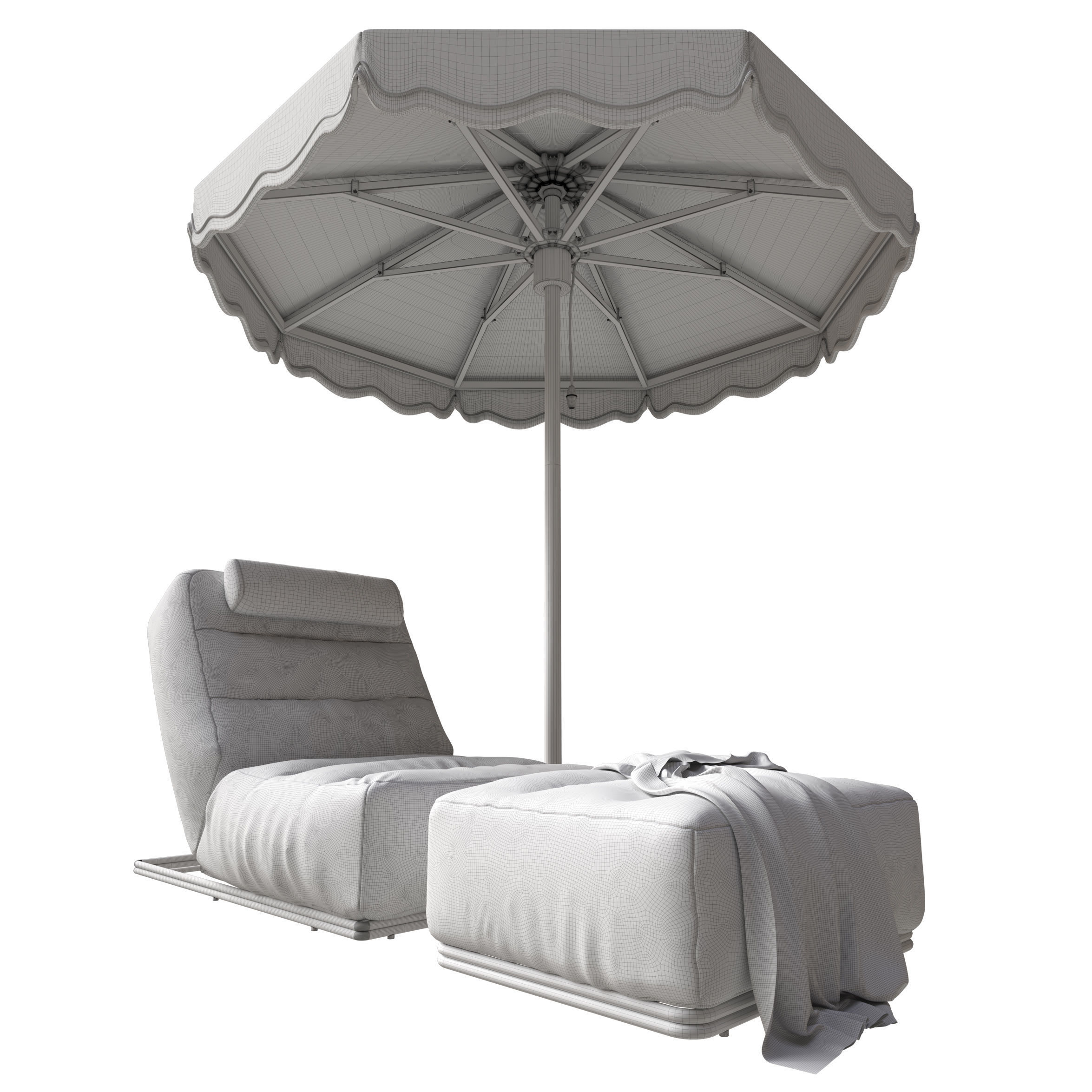 celia outdoor lounger and Tuuci Outdoor Parasol 3D model_5