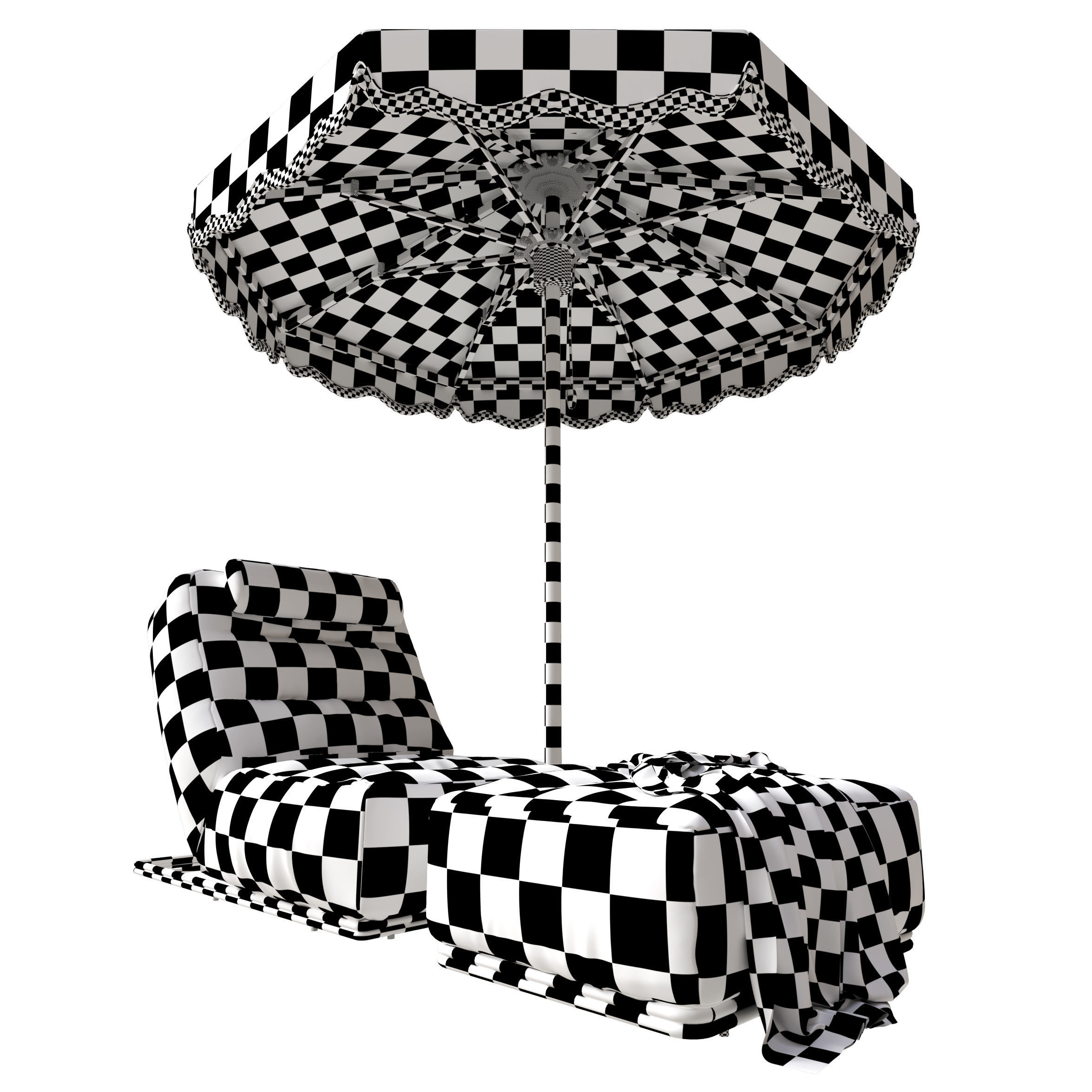 celia outdoor lounger and Tuuci Outdoor Parasol 3D model_2