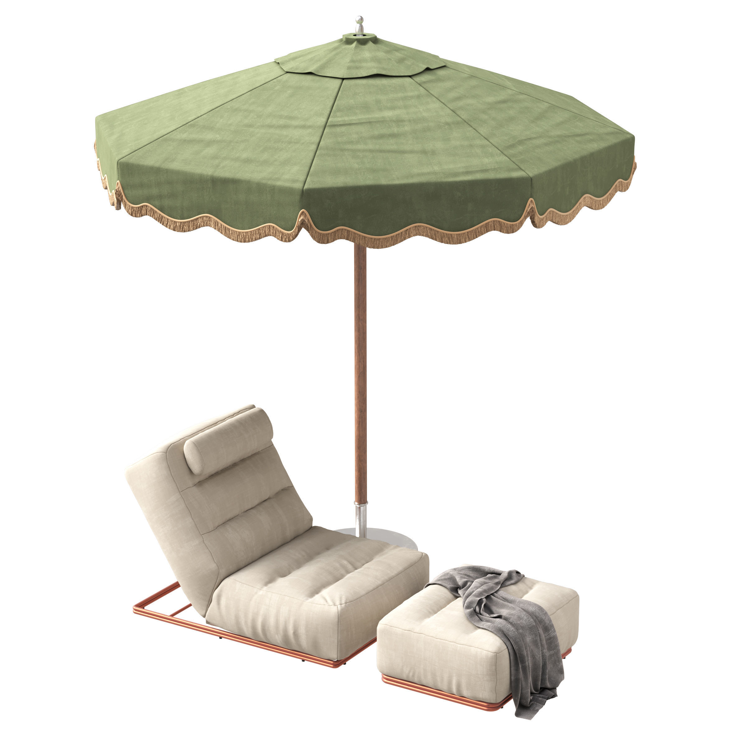 celia outdoor lounger and Tuuci Outdoor Parasol 3D model_4
