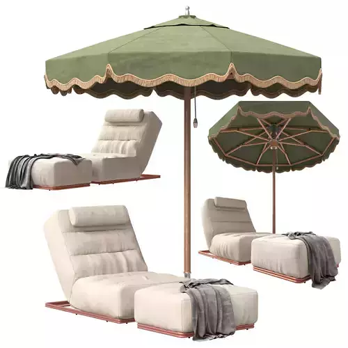 celia outdoor lounger and Tuuci Outdoor Parasol 3D model