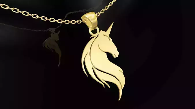 Unicorn Head gold pendant jewelry