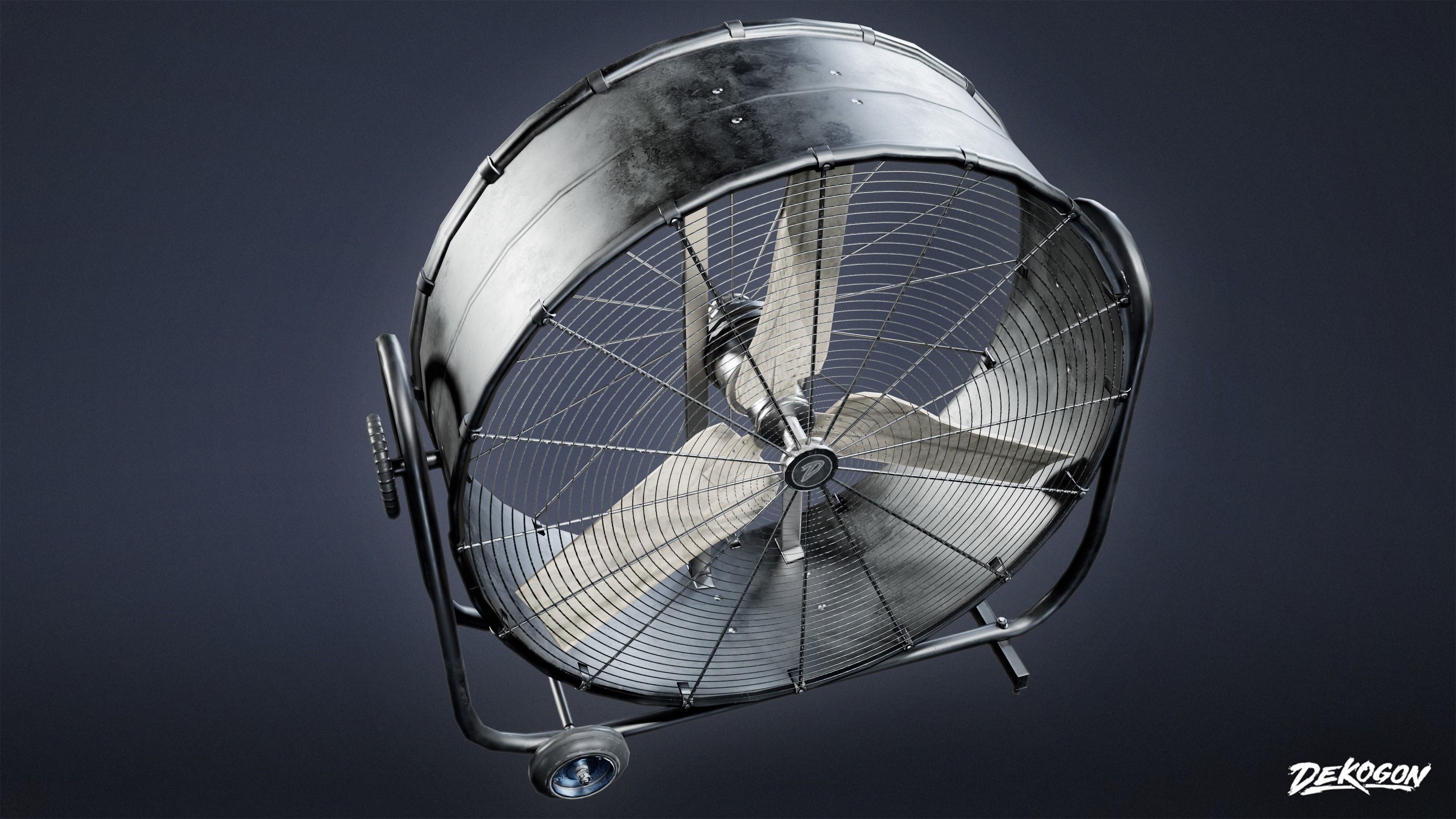 HOLLYWOOD - Industrial Fan 01 - LOW POLY Low-poly 3D model_7