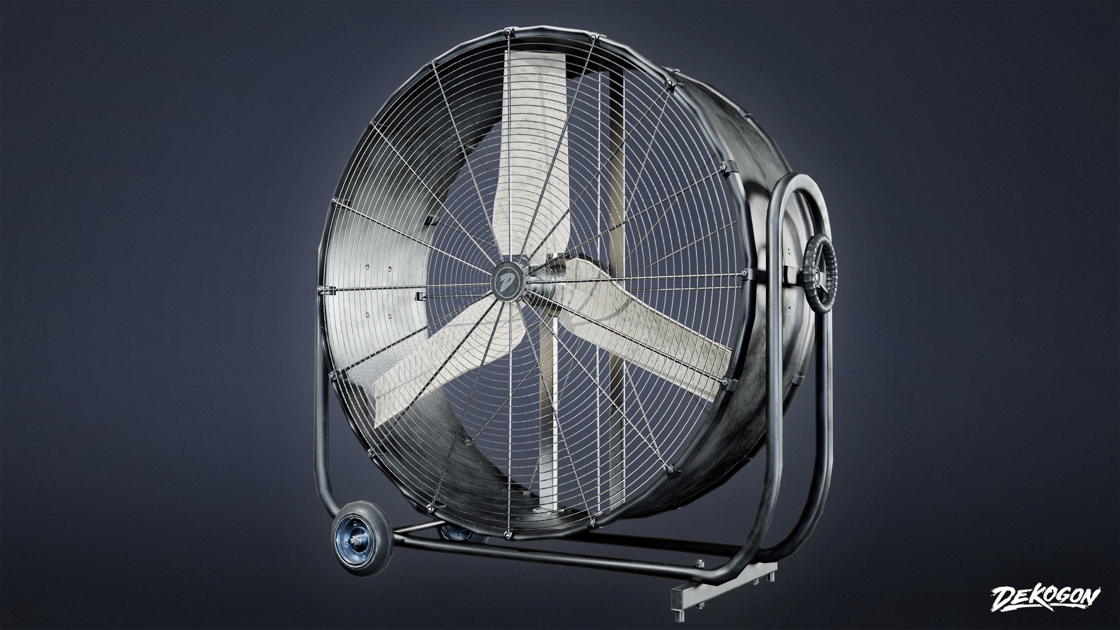 HOLLYWOOD - Industrial Fan 01 - LOW POLY Low-poly 3D model_8