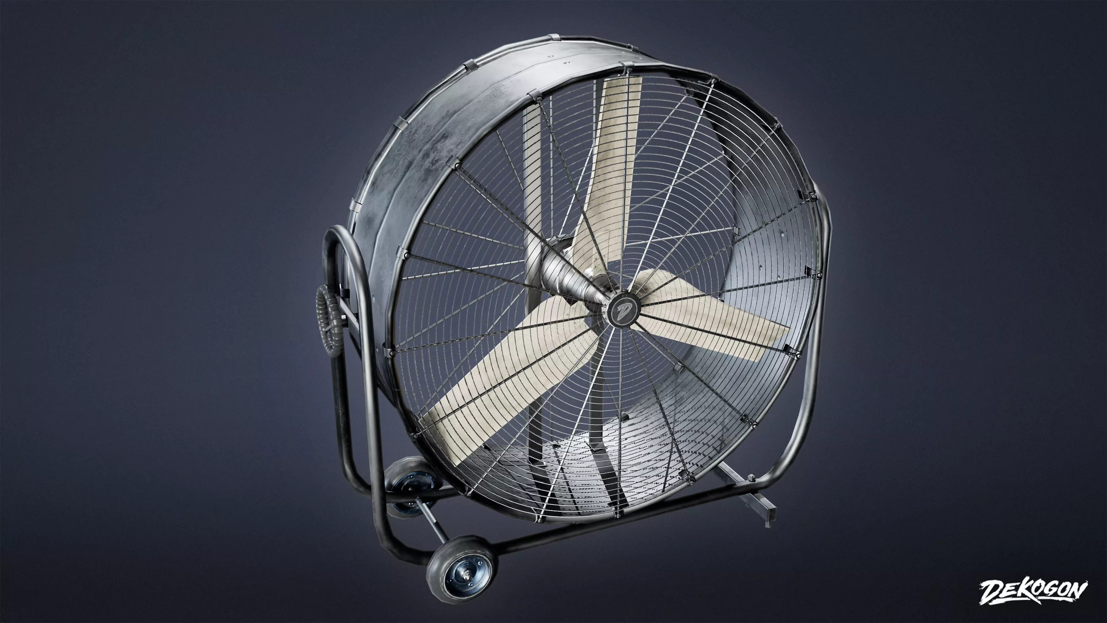 HOLLYWOOD - Industrial Fan 01 - LOW POLY Low-poly 3D model_0