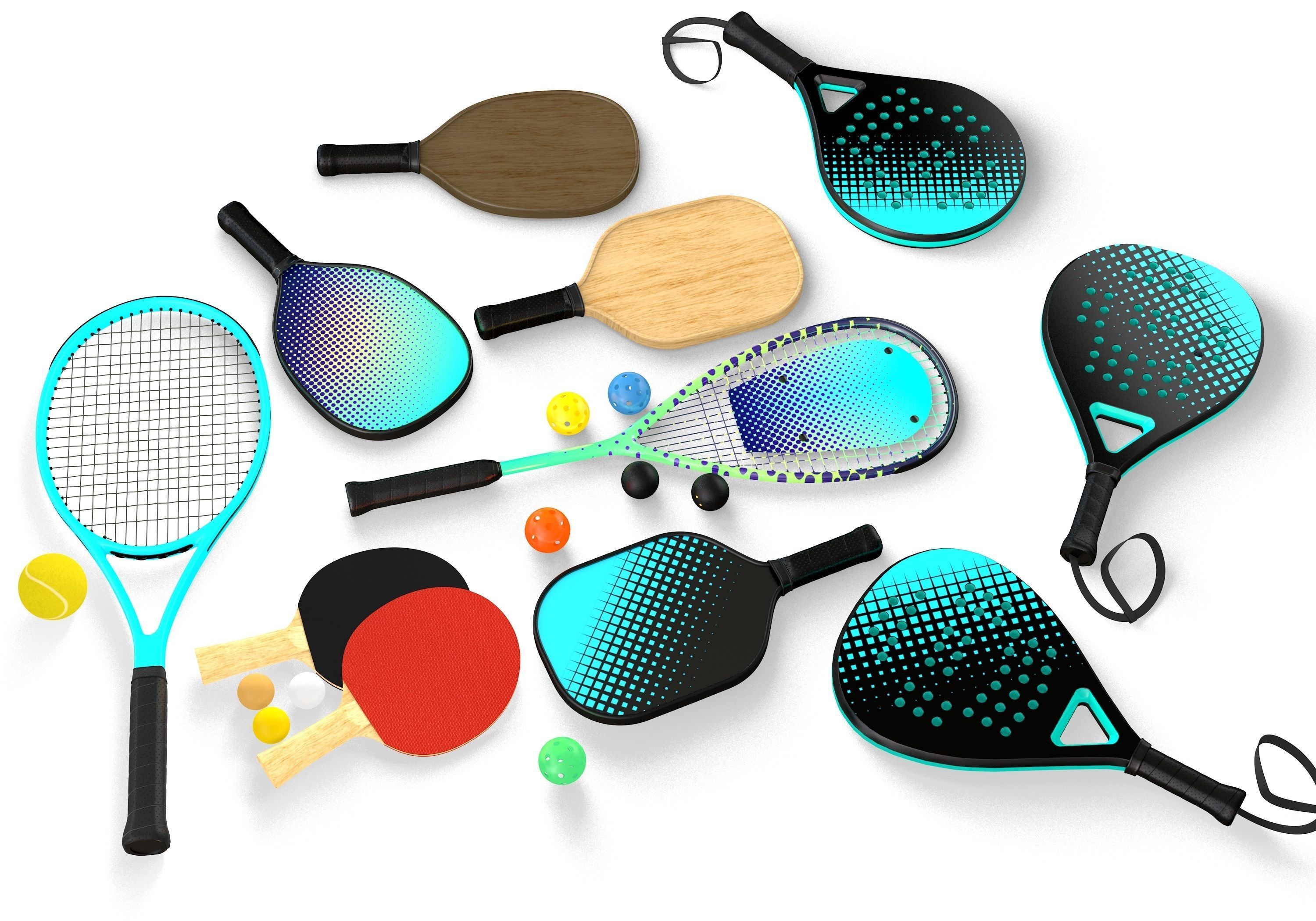 Sport Rackets Collection 3D model_3