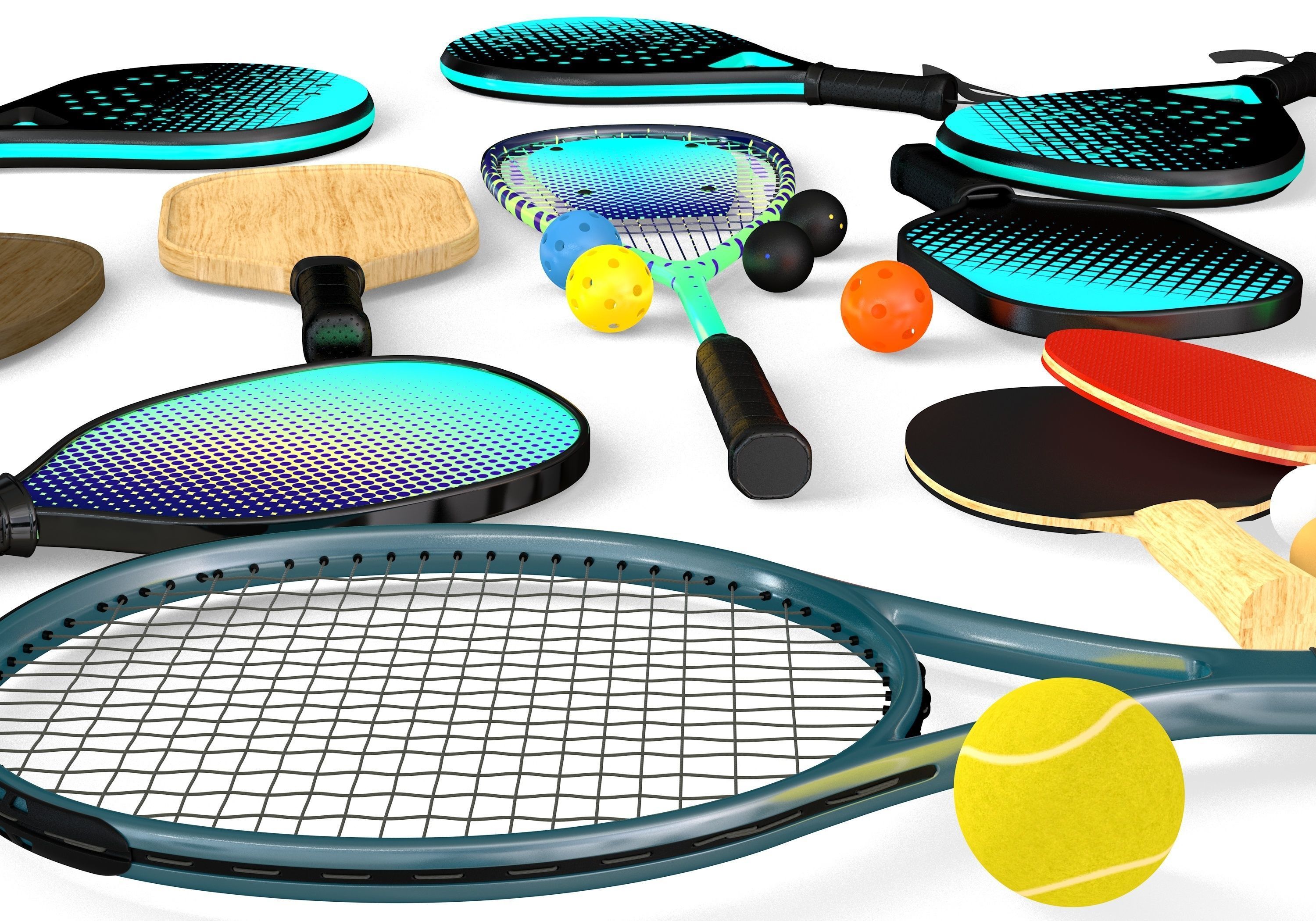 Sport Rackets Collection 3D model_6