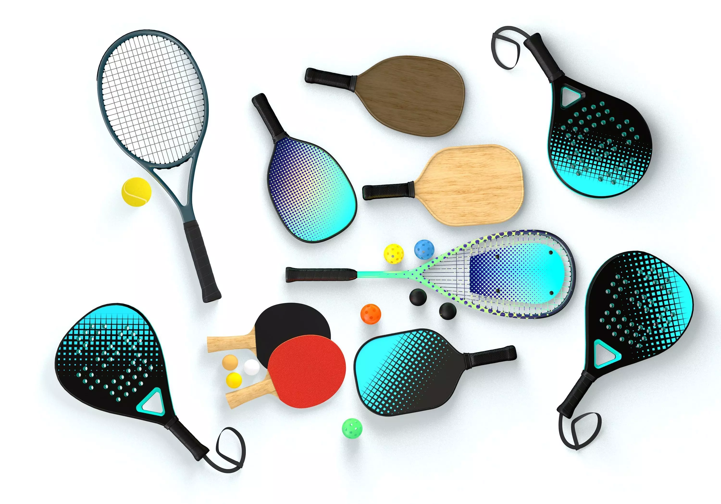 Sport Rackets Collection 3D model_0