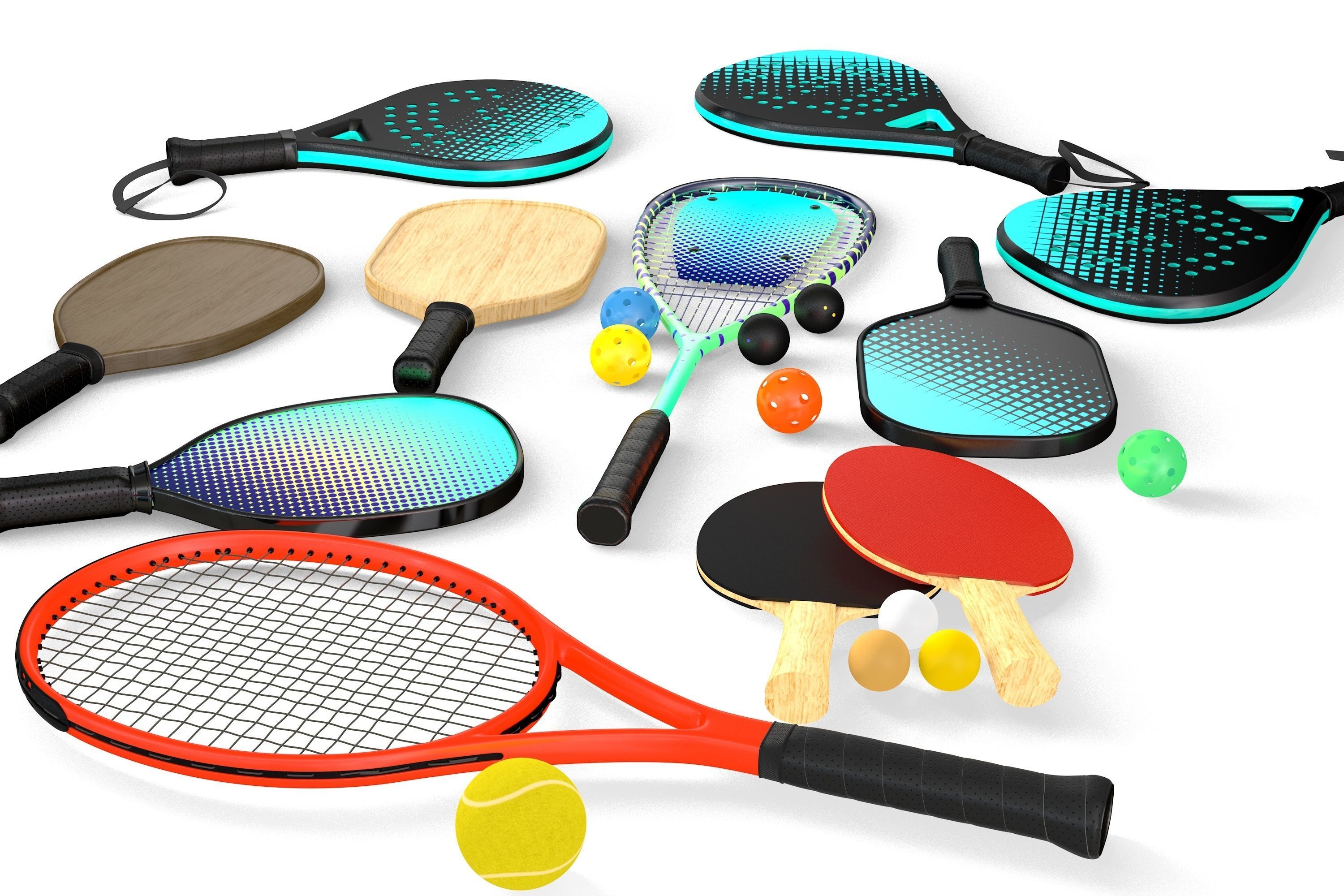 Sport Rackets Collection 3D model_1