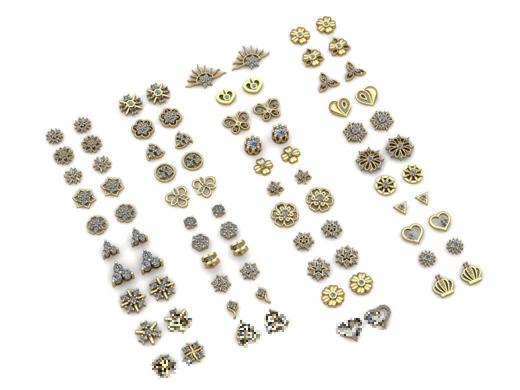 Earrings Collection 42 models Jewelry Gold 3D print model_1