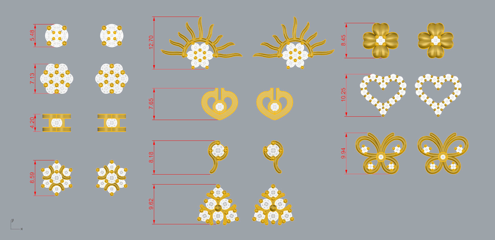 Earrings Collection 42 models Jewelry Gold 3D print model_18