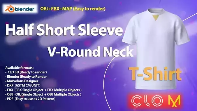Round Neck Tee With V Shape CLO FILE