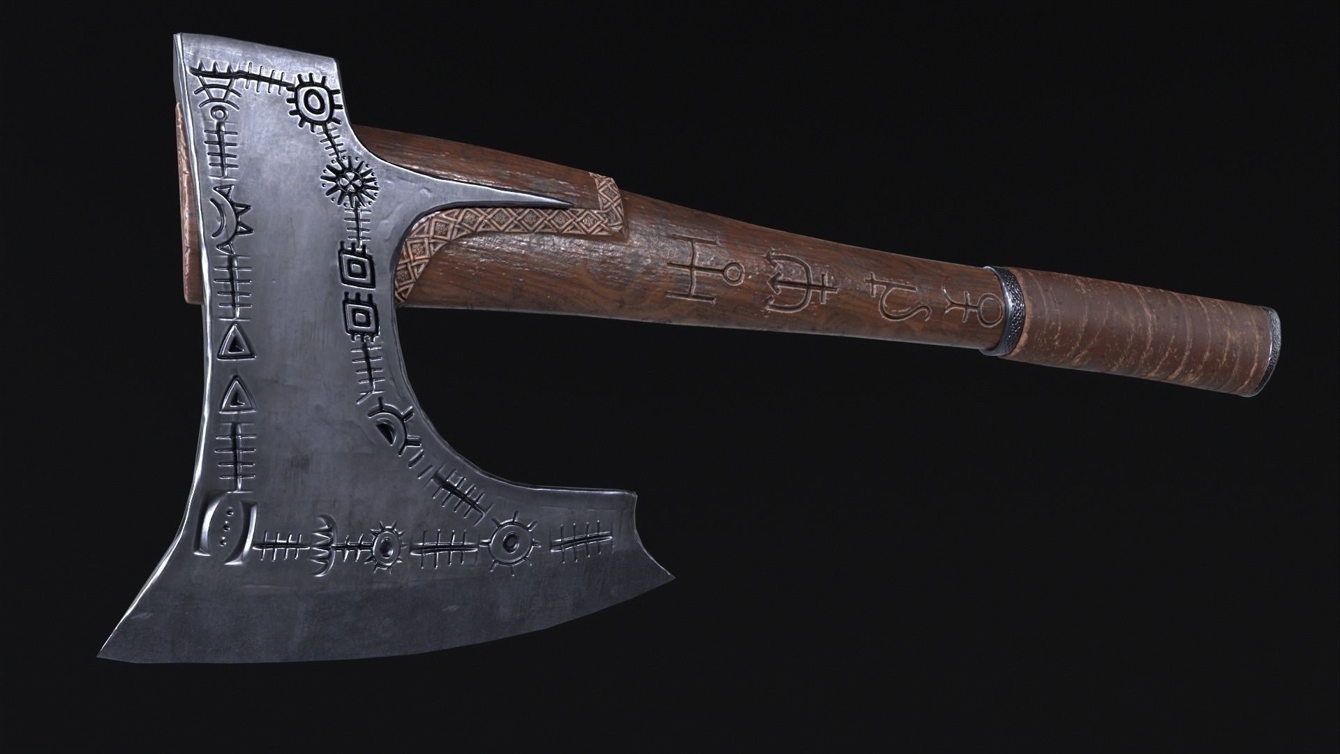 Axe-Viking Low-poly 3D model_3