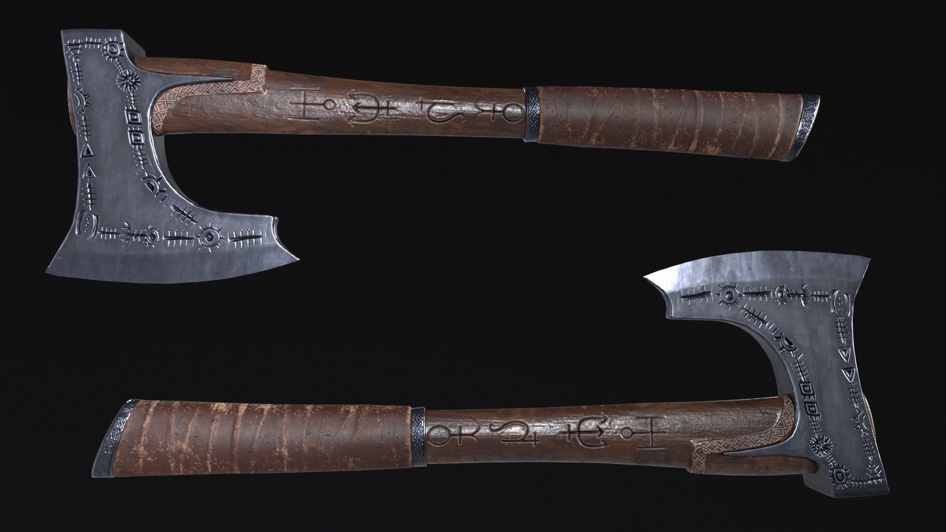 Axe-Viking Low-poly 3D model_2