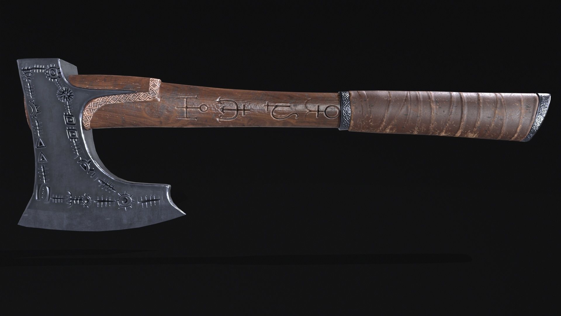 Axe-Viking Low-poly 3D model_7
