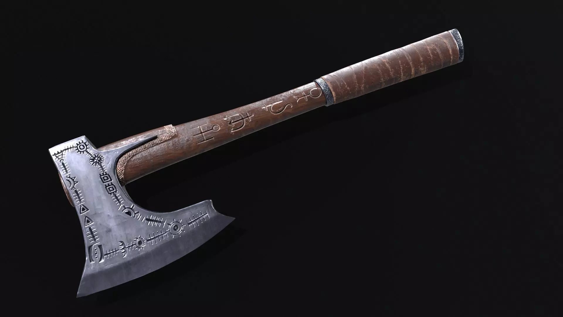 Axe-Viking Low-poly 3D model_0