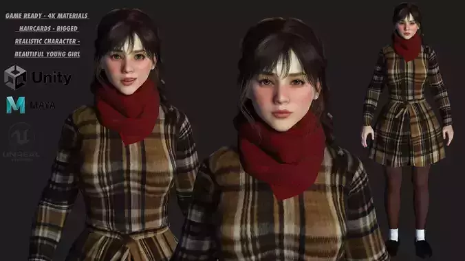 AAA 3D REALISTIC CHARACTER - YOUNG BEAUTIFUL GIRL SOPHIA 01 Low-poly 3D model
