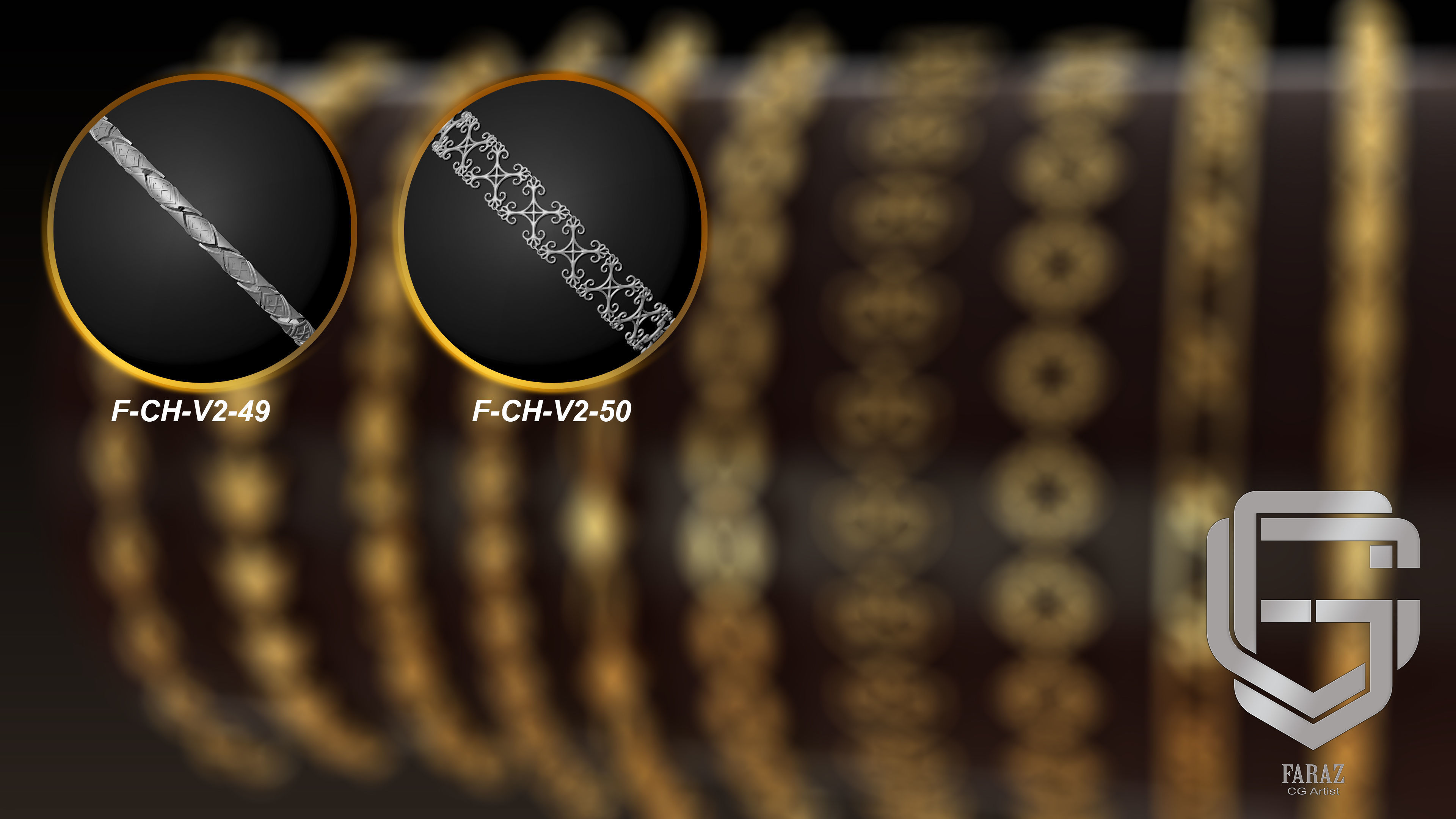 50 Chain 3D Model and Curve brush Vol 2  3D model_7