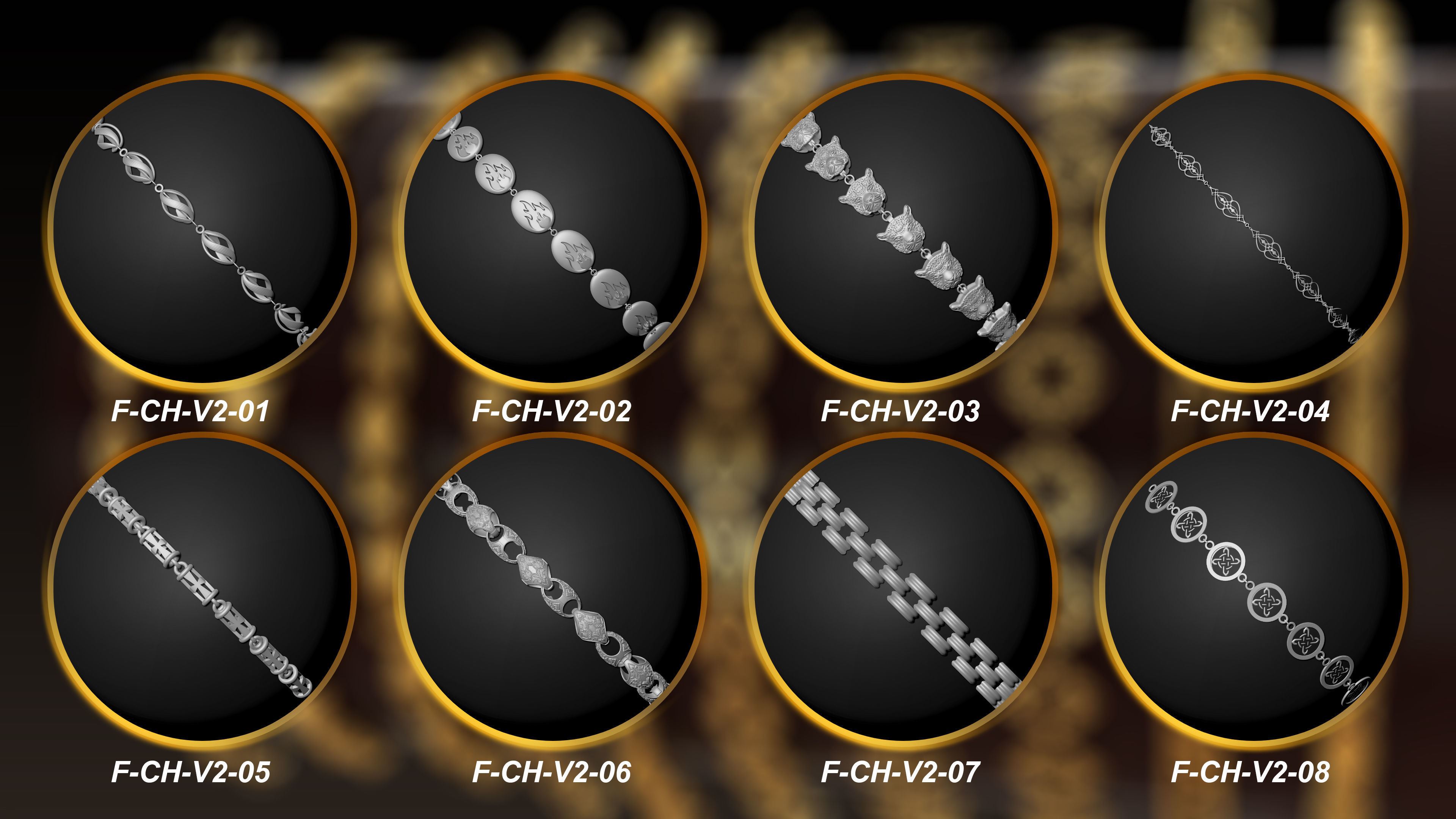 50 Chain 3D Model and Curve brush Vol 2  3D model_1