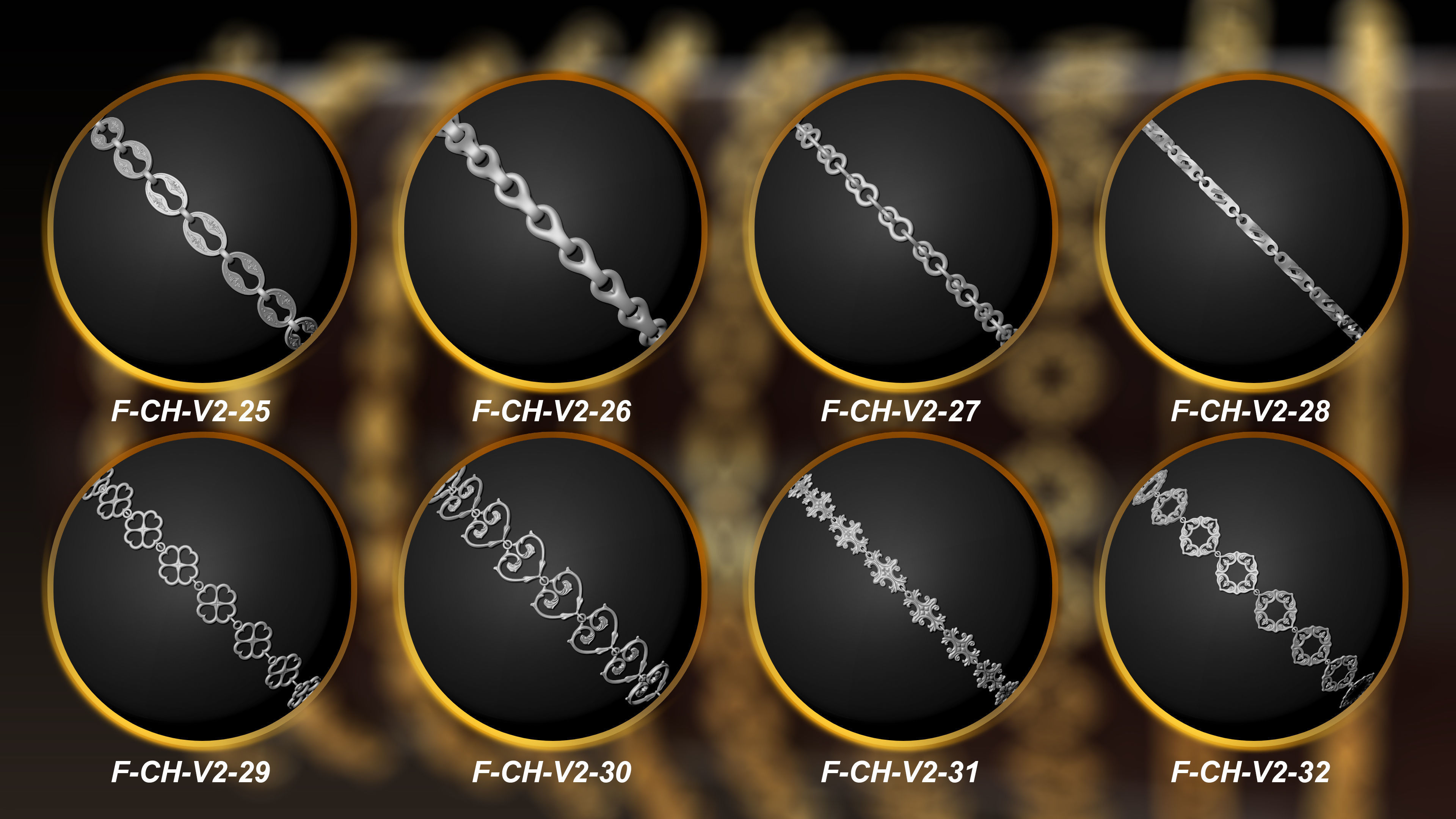 50 Chain 3D Model and Curve brush Vol 2  3D model_4