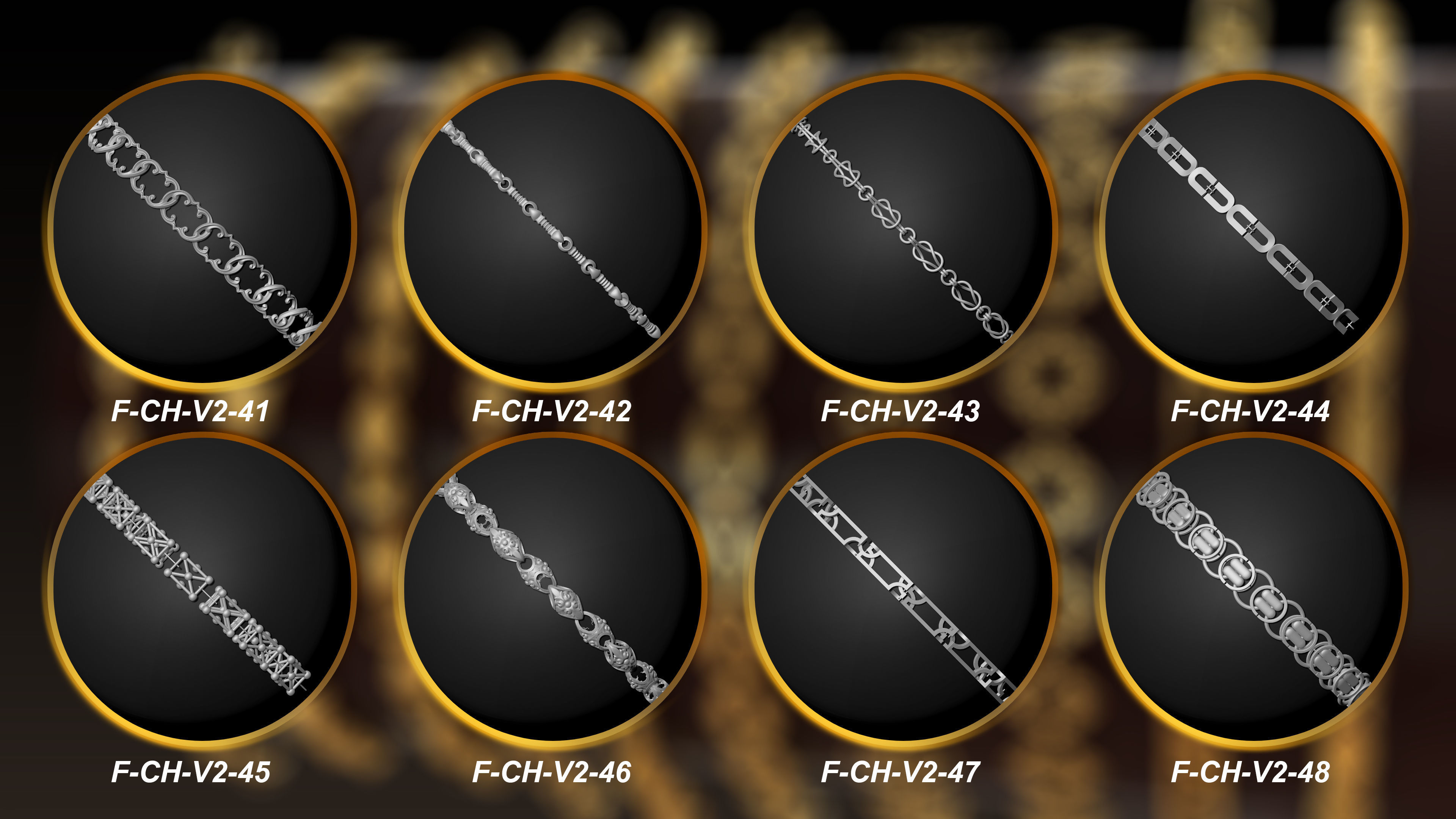 50 Chain 3D Model and Curve brush Vol 2  3D model_6