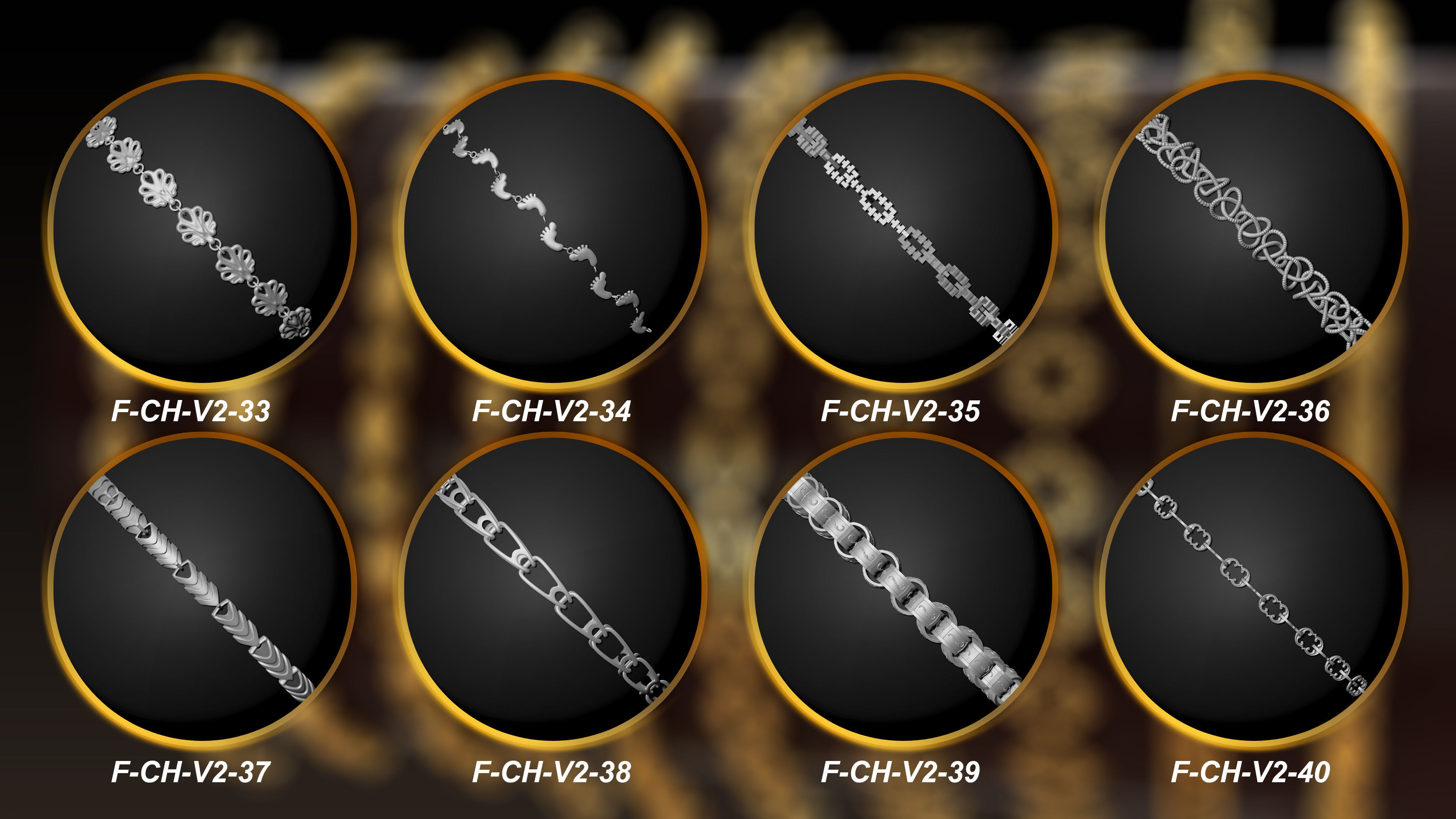 50 Chain 3D Model and Curve brush Vol 2  3D model_5