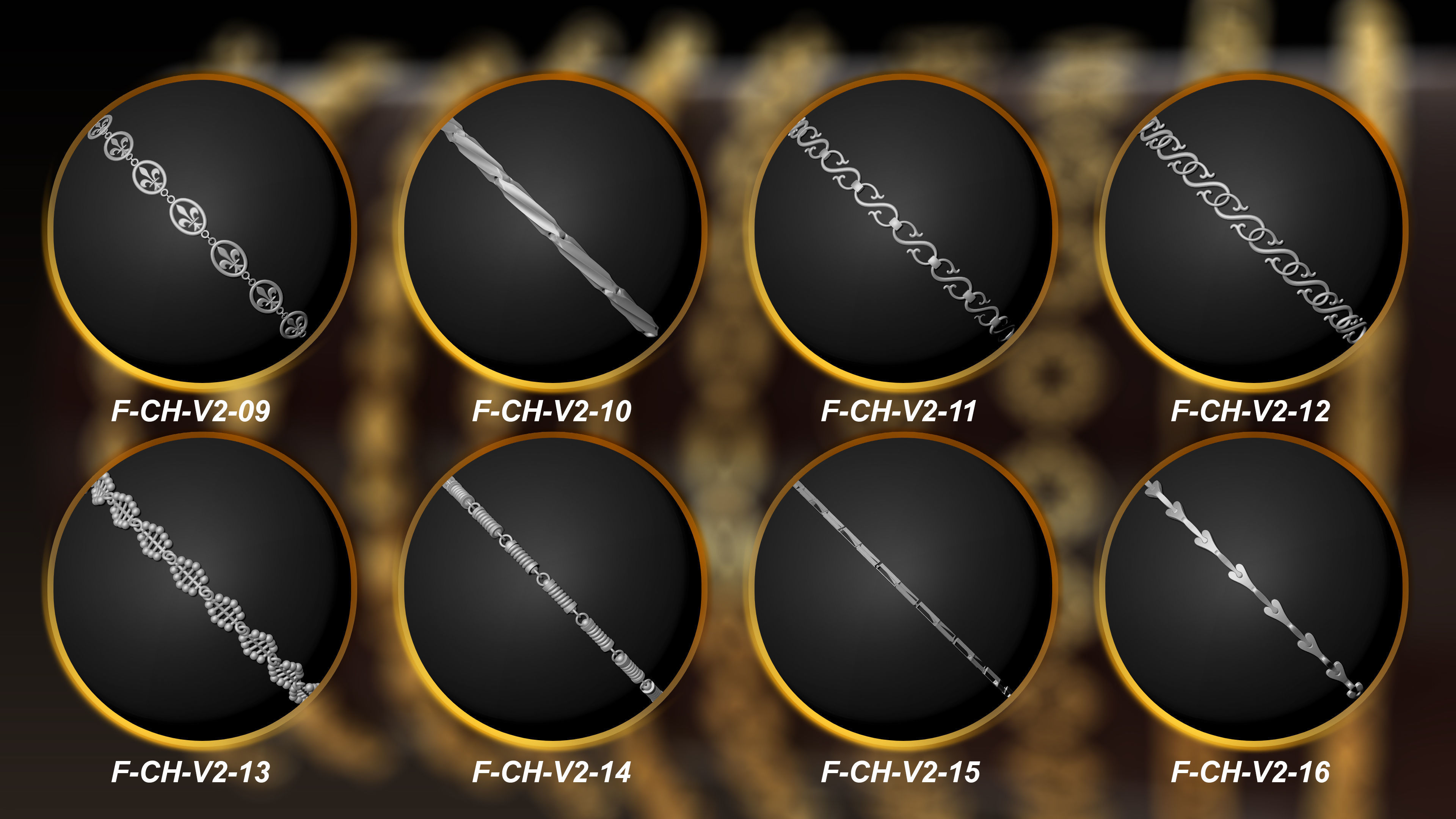 50 Chain 3D Model and Curve brush Vol 2  3D model_2