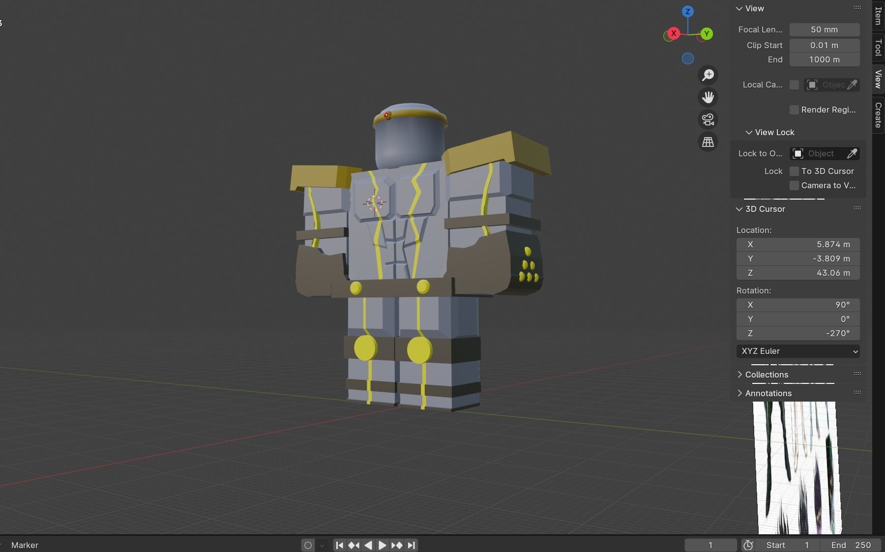 Low quality Roblox Star Platinum Free 3D model_2