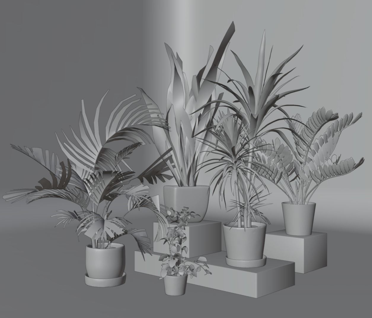 Green set Low-poly 3D model_8