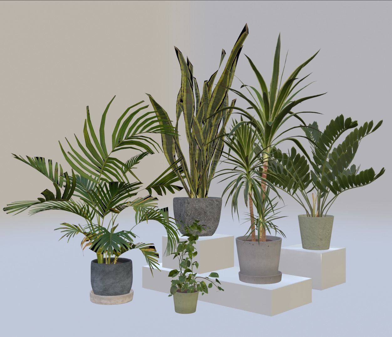 Green set Low-poly 3D model_7