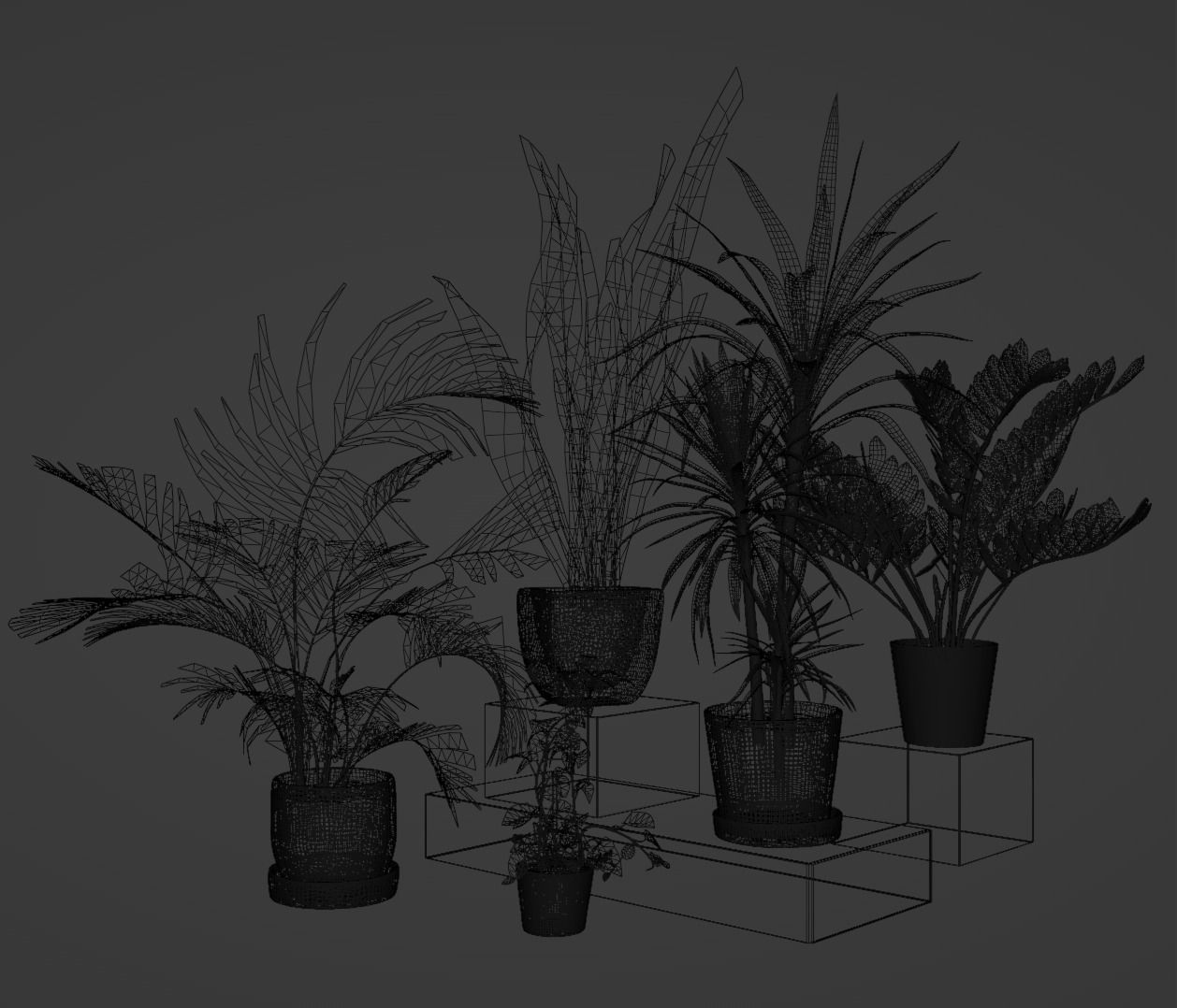 Green set Low-poly 3D model_9