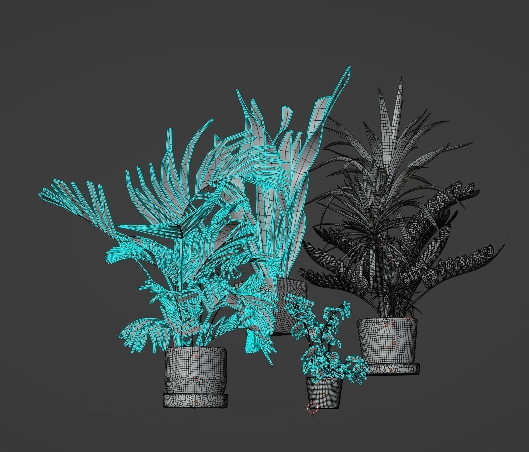 Green set Low-poly 3D model_10