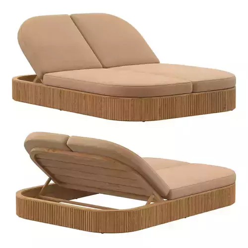 BYRON TEAK ADJUSTABLE DOUBLE CHAISE