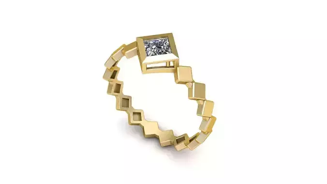 Square Princess 4 mm Ring with Square shape rail