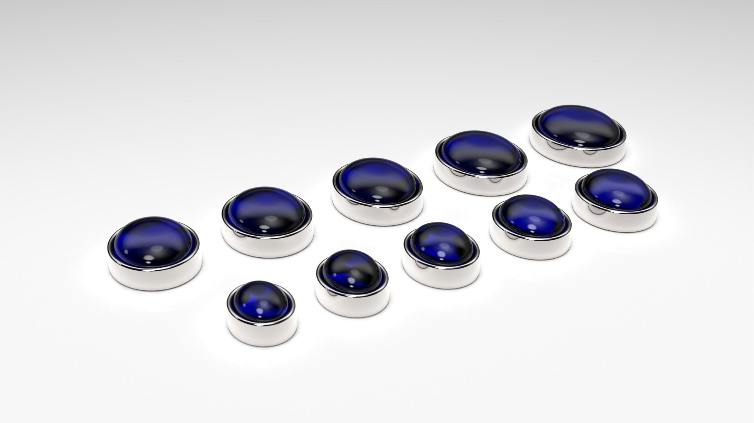 Oval shape flush settings for cabochon stones set of 10 sizes 3D print model_6