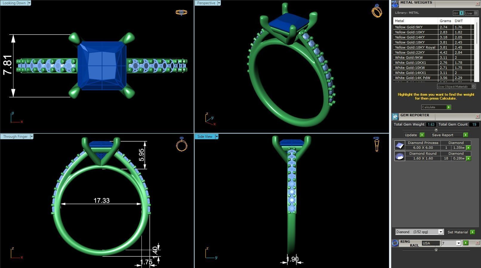 Solitaire Engagement Rings in 10 Gem Shapes Model ID  H01S01SO 3D print model_3