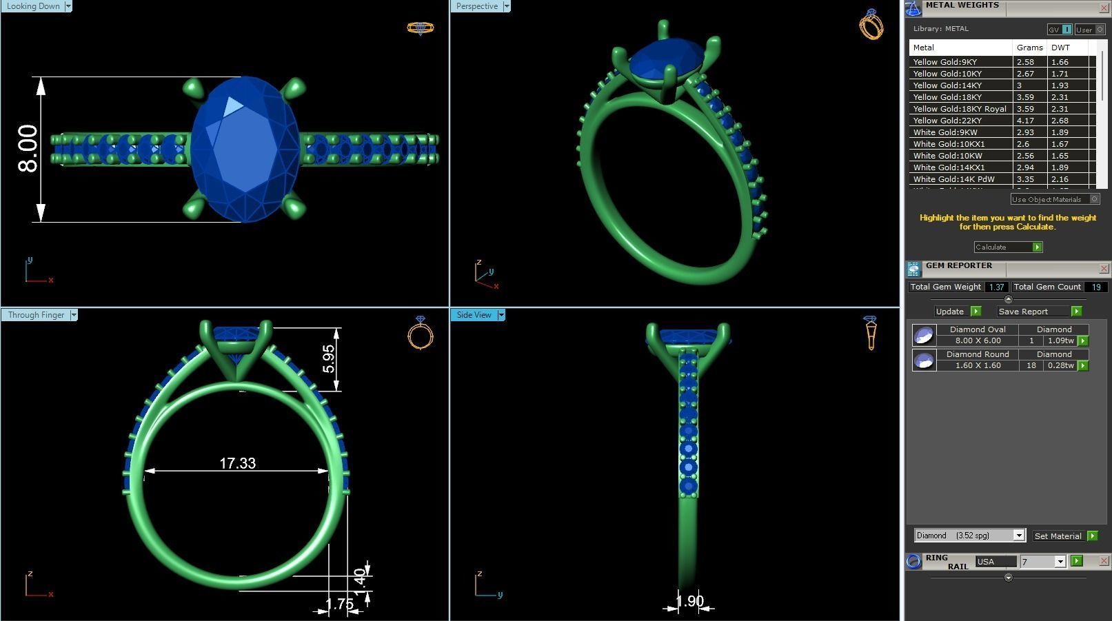 Solitaire Engagement Rings in 10 Gem Shapes Model ID  H01S01SO 3D print model_7