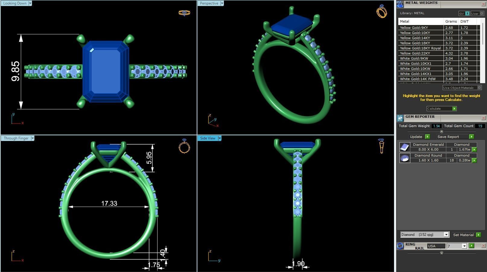Solitaire Engagement Rings in 10 Gem Shapes Model ID  H01S01SO 3D print model_6