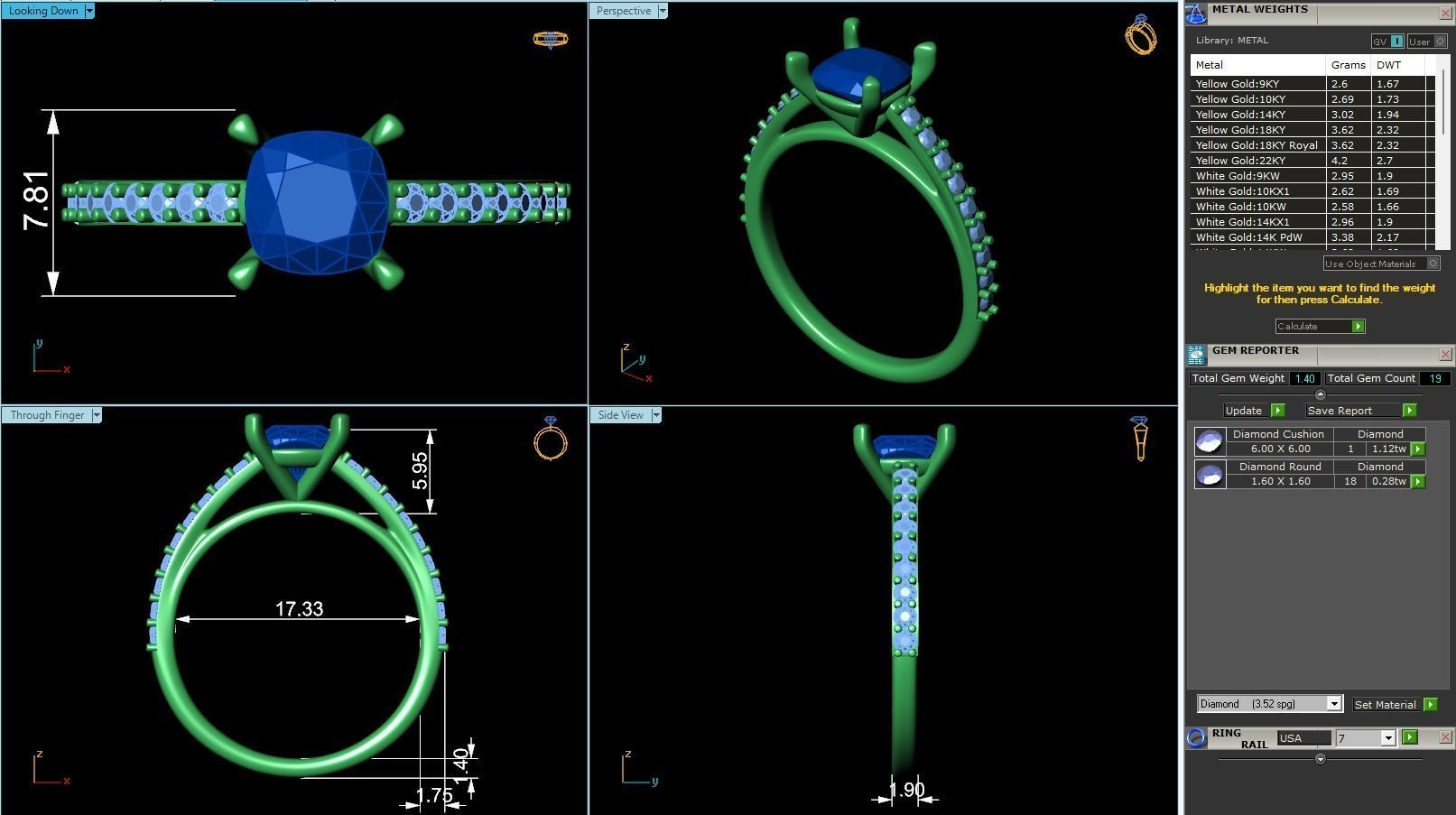 Solitaire Engagement Rings in 10 Gem Shapes Model ID  H01S01SO 3D print model_1