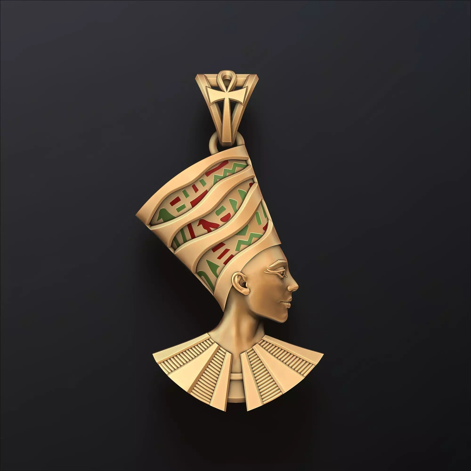 Nefertiti Enamel Pendant 3D print model_0