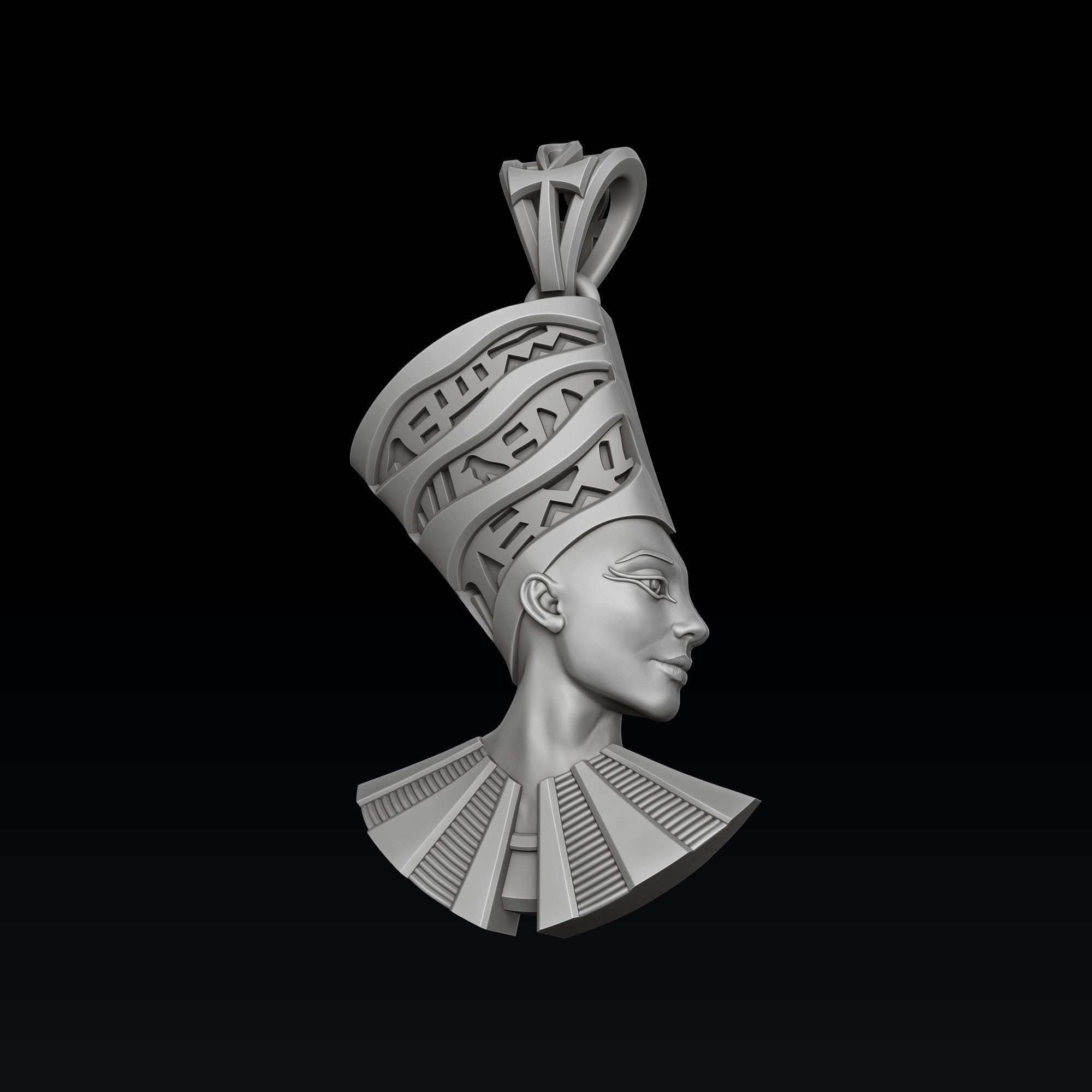 Nefertiti Enamel Pendant 3D print model_3