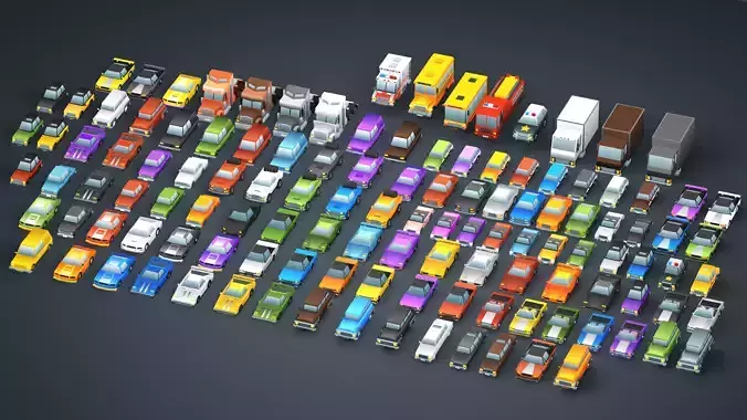 Low Poly Cars Pack - 3D Game Kit
