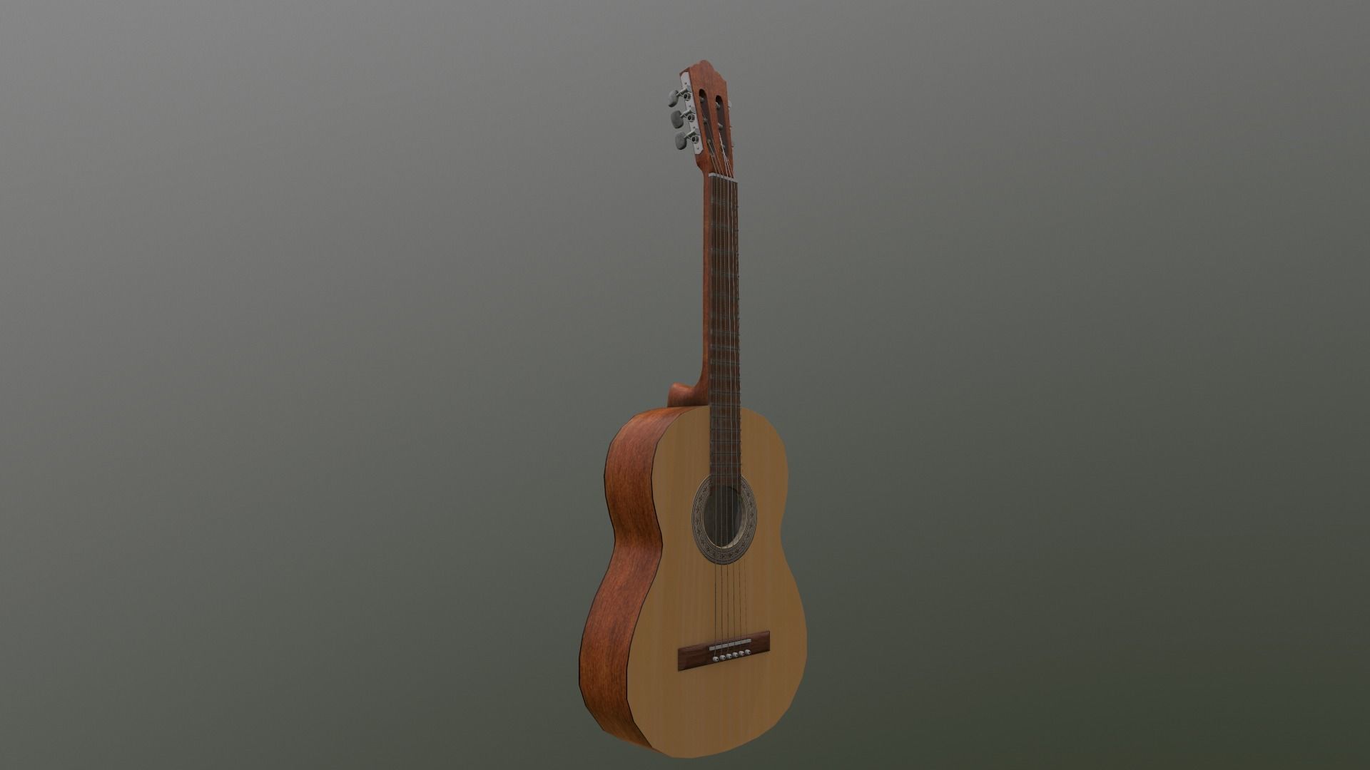 Acoustic Guitar Low-poly 3D model_4