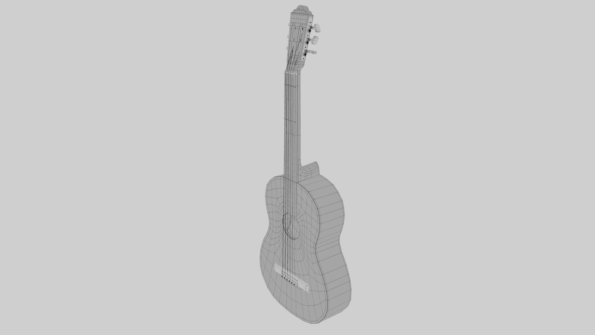 Acoustic Guitar Low-poly 3D model_6