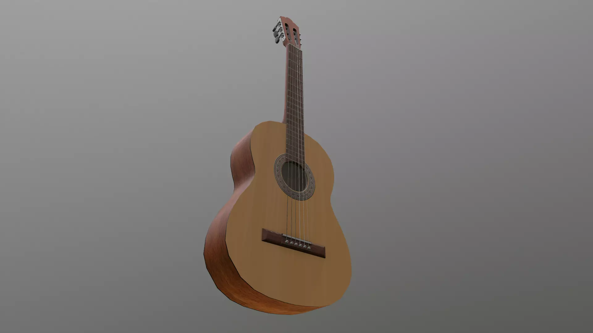 Acoustic Guitar Low-poly 3D model_0