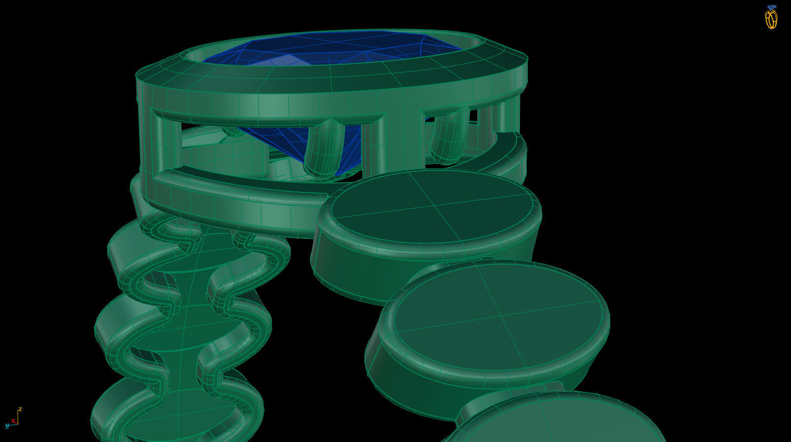 Oval 6x4 mm Ring with Oval shape rail 3D print model_12